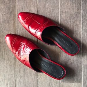 Freda Salvador LAY mule in red croc printed calf
